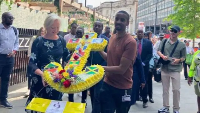 The floral Windrush anchor at the head of the Walk of Witness