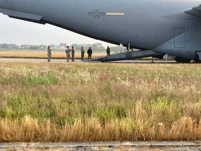 An ROV from UK company Magellan being loaded onto a C17 plane at Jersey Airport