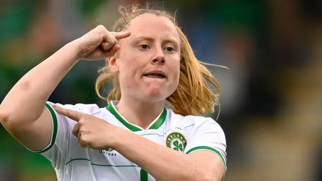 Amber Barrett celebrates her first goal