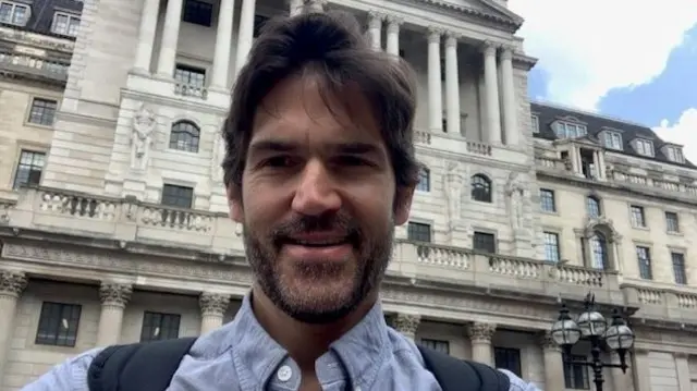 Reporter Daniel Thomas outside the Bank of England