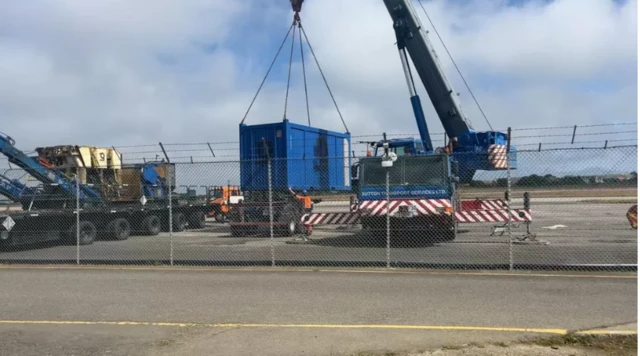 Equipment being moved at Jersey Airport