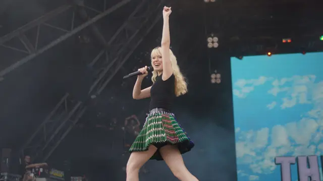 Maisie Peters performed on the Pyramid Stage as well on Friday