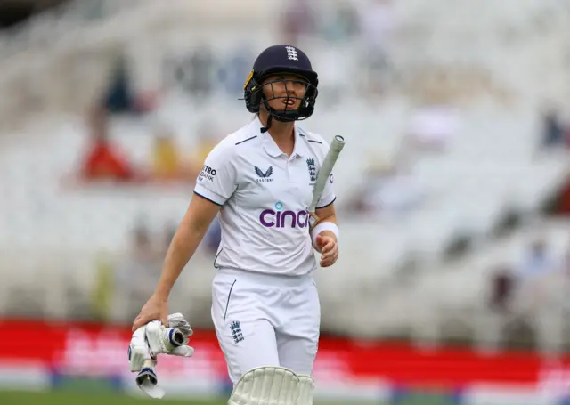 Heather Knight walks off after being dismissed