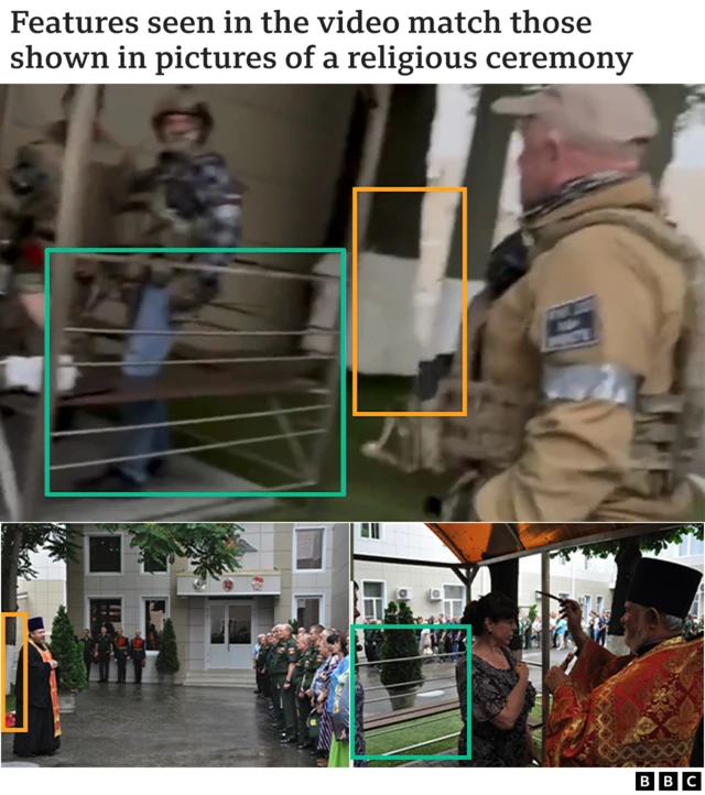 An image comparing three different images to show they took place in the same location in Rostov-on-Don