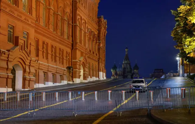 A police car seen parked near the Kremlin