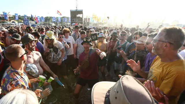 Crowds dancing