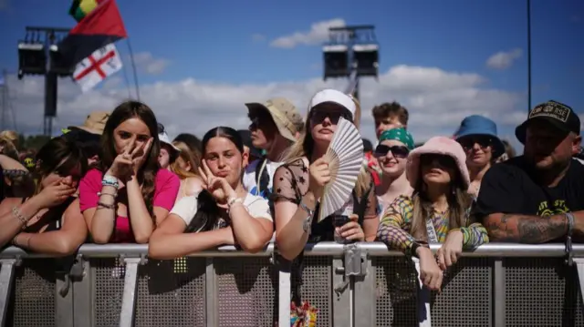 A group of women on the front row for British rapper Aitch