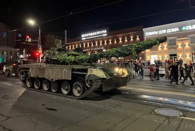 Fighters of Wagner private mercenary group pull out of the headquarters of the Southern Military District to return to base, in the city of Rostov-on-Don.