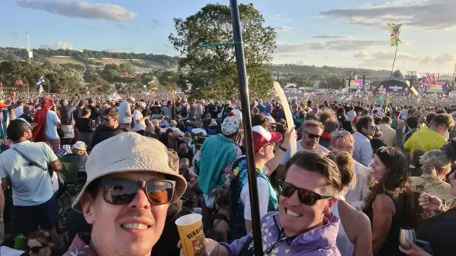 Fans in the crowd at Glastonbury