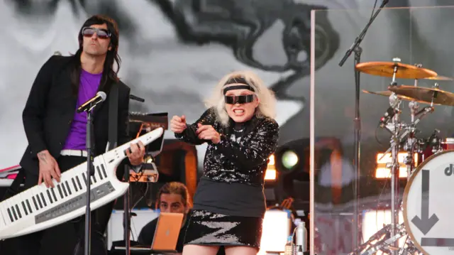 Blondie performs on the Pyramid Stage at the Glastonbury Festival