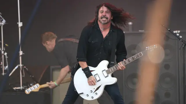 Dave Grohl of the Foo Fighters playing on Friday