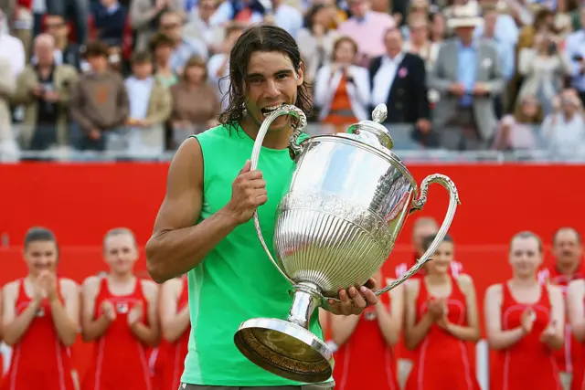 Rafael Nadal with Queen's trophy