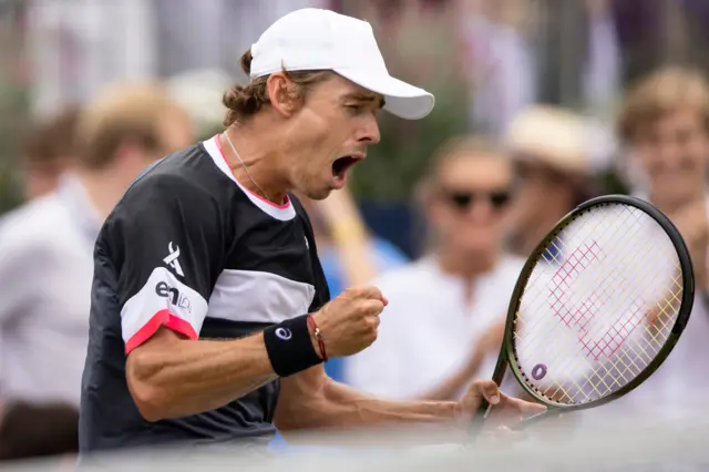 Alex de Minaur celebrates win