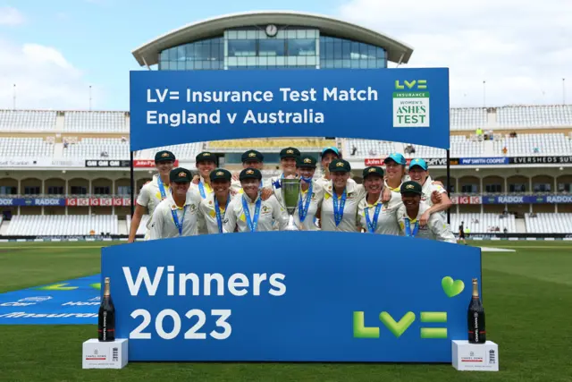 Australia celebrate winning the Women's Ashes Test