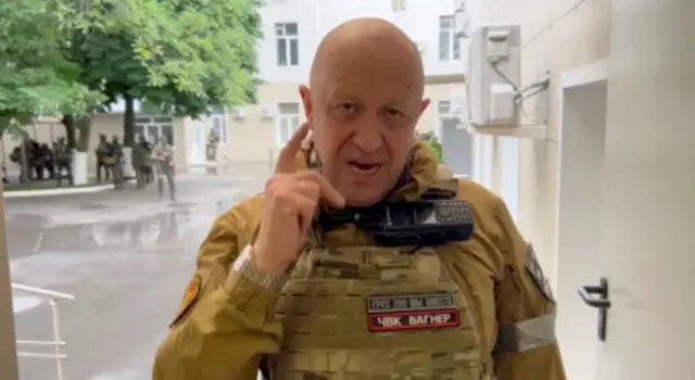 An image taken from a video of Prigozhin released June 24, 2023 when he was in the city of Rostov-on-Don