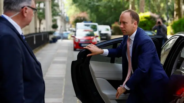 Matt Hancock steps out of his car