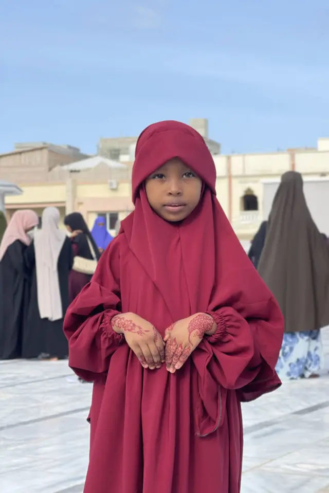 Girl with henna at a mosque in Mogadishu, Somalia  - 28 June 2023
