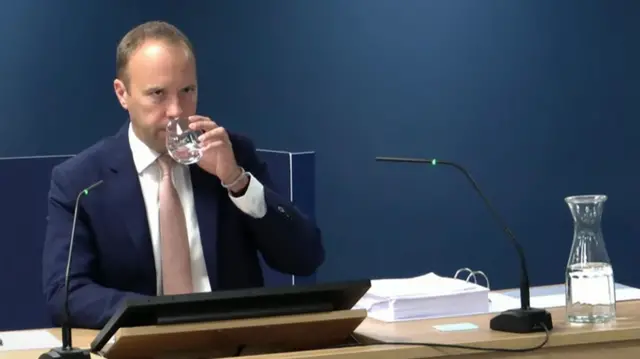 Ex-health secretary Matt Hancock gives evidence to the Covid Inquiry