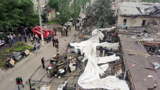 Destroyed structures in Kramatorsk