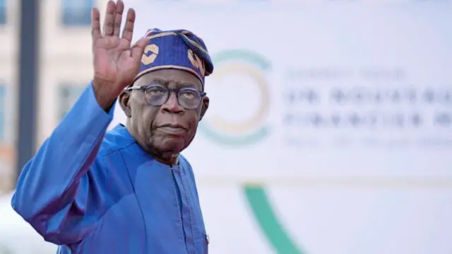 Nigeria President Bola Tinubu arrives for the closing session of the New Global Financial Pact Summit in Paris, 23 June 2023