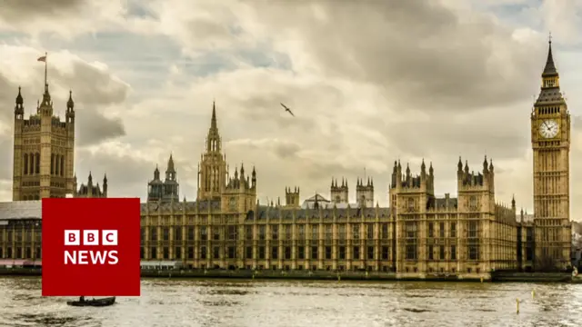 Houses of Parliament with BBC Logo