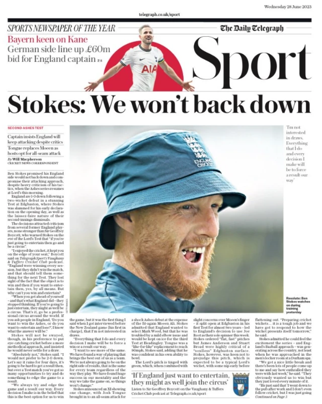 Telegraph back page