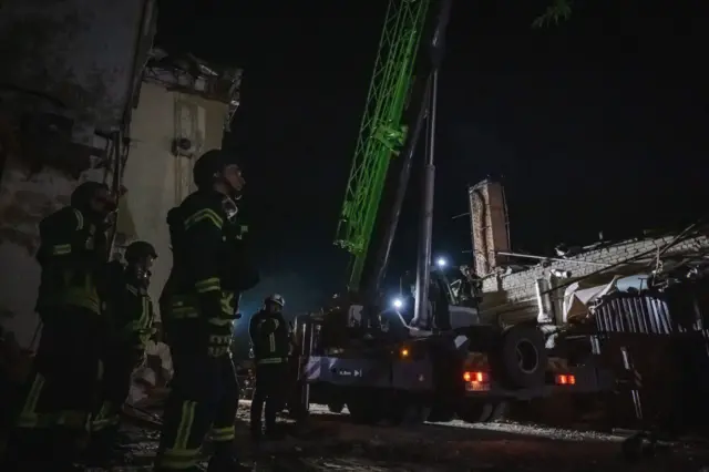 Emergency services worked to clear the debris to reach out the people under the rubbles