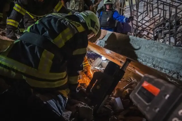 People are stuck under the rubble and efforts to rescue them continued overnight