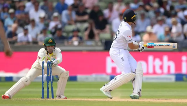 Joe Root being stumped by Alex Carey at Edgbaston