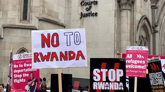 File photo dated 05/09/2022 of demonstrators outside the Royal Courts of Justice, central London.