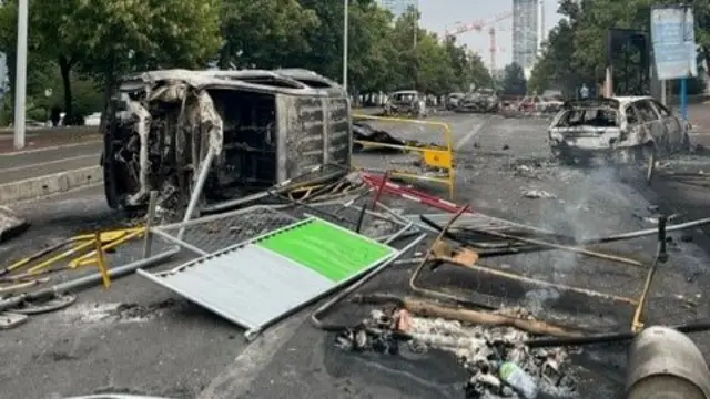 Aftermath of the riots in Paris this morning