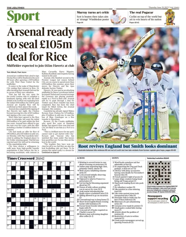 The back page of The Times