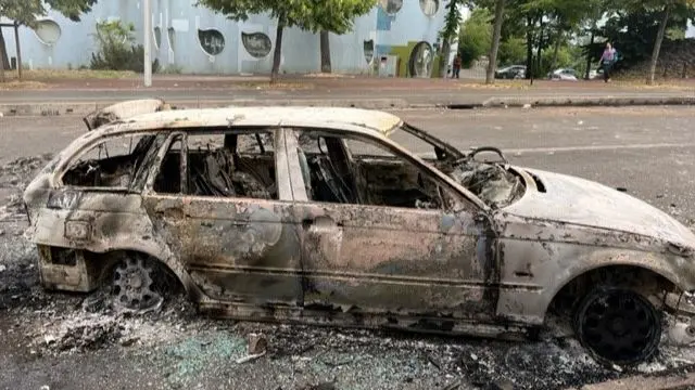 Aftermath of the riots in Paris this morning