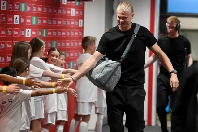 Erling Haaland greets fans