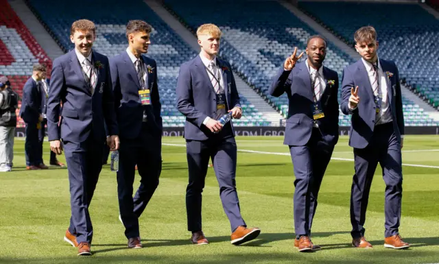 Inverness CT players out for a stroll on the Hampden turf