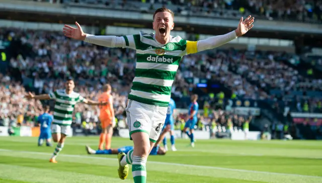 Callum McGregor celebrates the second Celtic goal