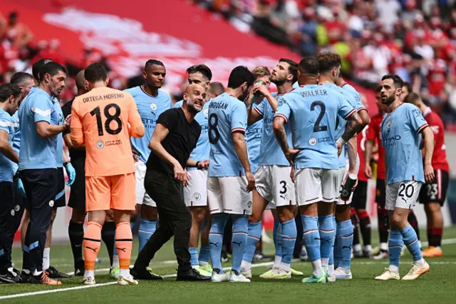 Pep gives instructions from the touchline