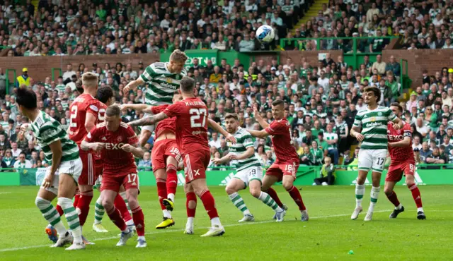 Carl Starfelt was among the Celtic goalscorers on Premiership trophy day at Celtic Park