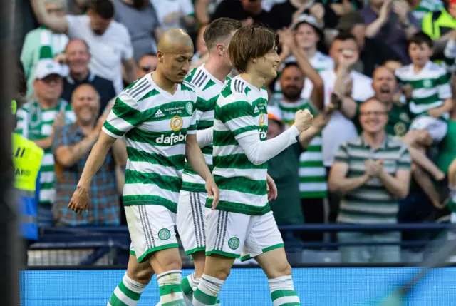 Kyogo celebrates firing Celtic in front