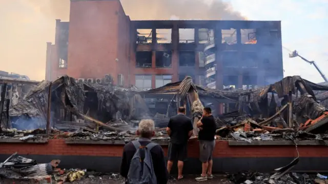 Tech company Tessi's destroyed building in Alma district in Roubaix, northern France