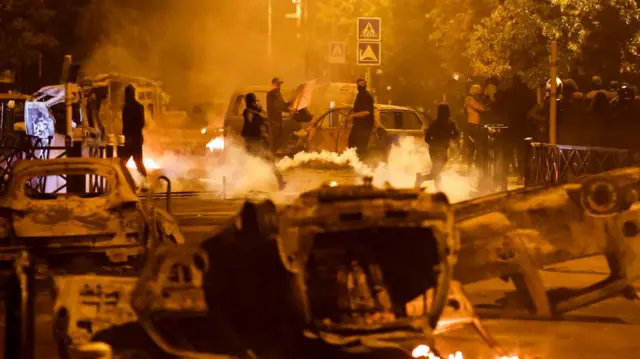 Protesters clash with police in Nanterre, Paris suburb, France, June 30