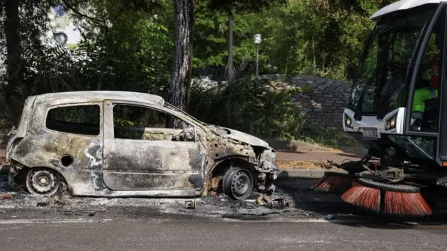 A burned-out car