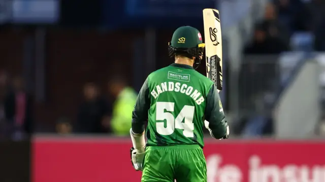 Peter Handscomb raises his bat