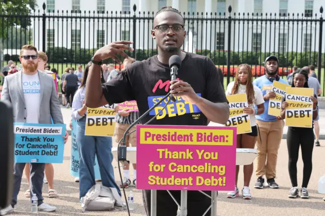 The NAACP and students protest in favour of student loan forgiveness