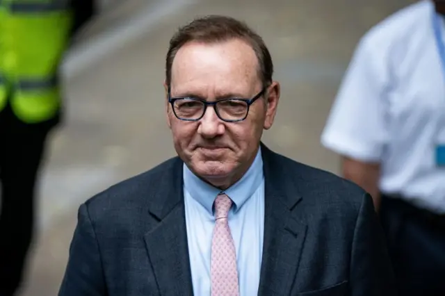 Kevin Spacey arriving at court on Wednesday