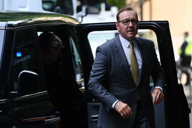 Kevin Spacey arriving at Southwark Crown Court