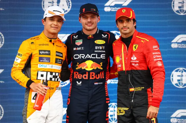 Lando Norris, Max Verstappen and Carlos Sainz after qualifying