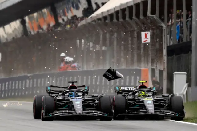 Lewis Hamilton and George Russell collide in qualifying