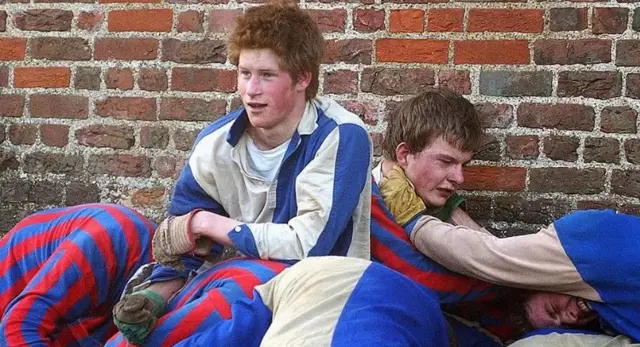 Prince Harry playing the Eton Wall Game in 2003