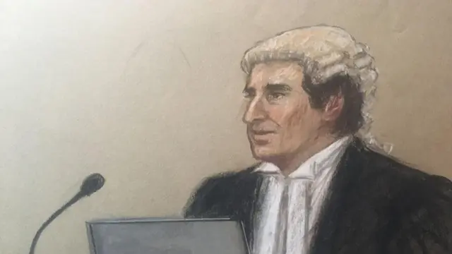 An artist's impression of David Sherborne in court today